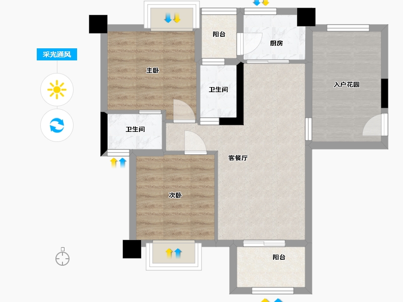 广东省-江门市-宏都新城-62.69-户型库-采光通风