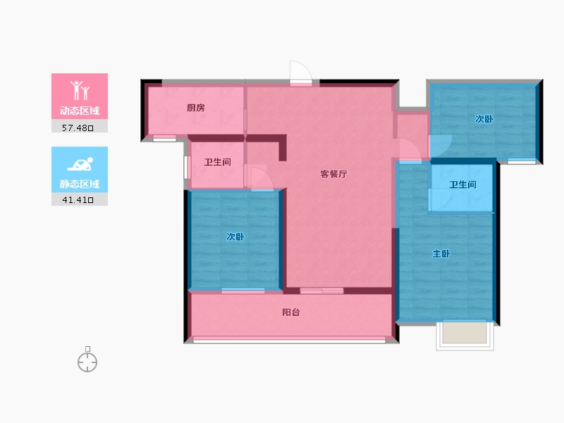 湖北省-孝感市-金港尚城-87.82-户型库-动静分区