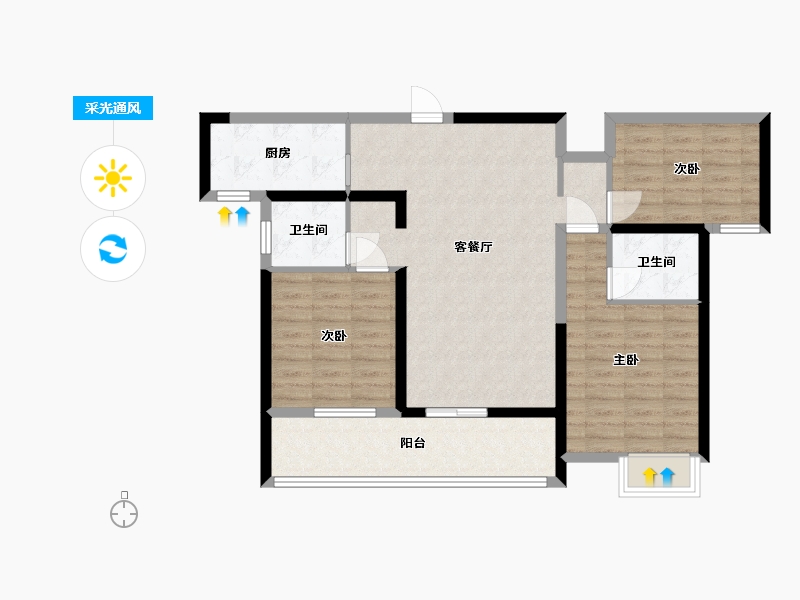 湖北省-孝感市-金港尚城-87.82-户型库-采光通风