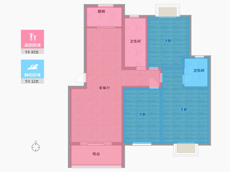 湖北省-孝感市-乐活小镇-95.20-户型库-动静分区