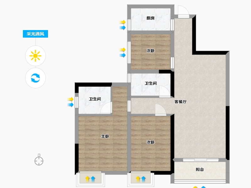 湖北省-孝感市-金港尚城-83.32-户型库-采光通风