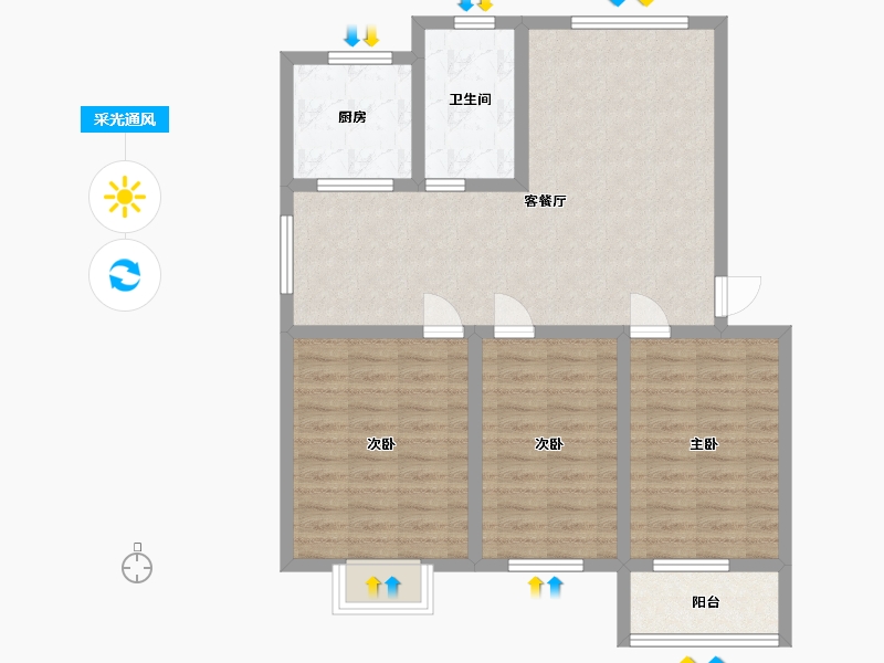 湖北省-孝感市-乐活小镇-87.21-户型库-采光通风