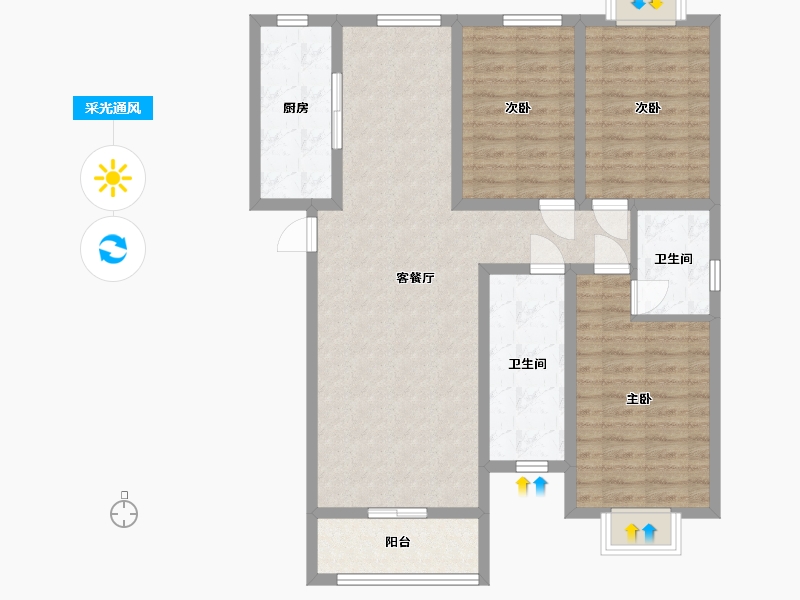 湖北省-孝感市-乐活小镇-98.40-户型库-采光通风