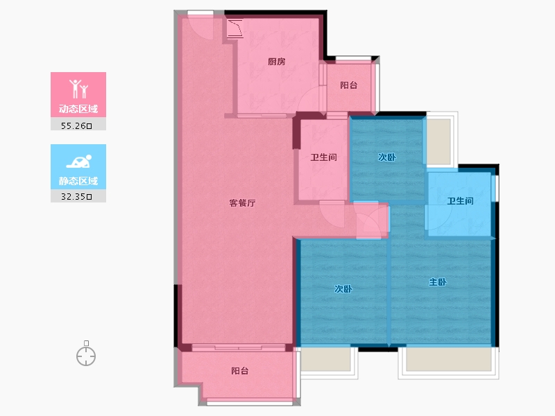 广东省-惠州市-惠州市惠阳区时代英之皇廊桥-78.36-户型库-动静分区