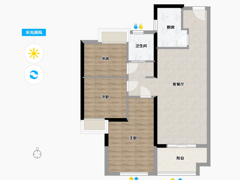 福建省-泉州市-中南漫悦湾-78.35-户型库-采光通风