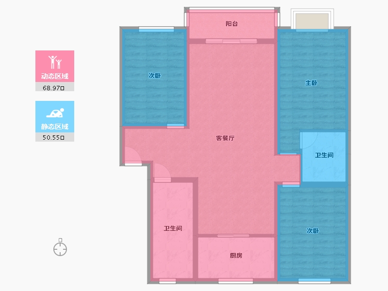 湖北省-孝感市-亿景佳苑-107.22-户型库-动静分区