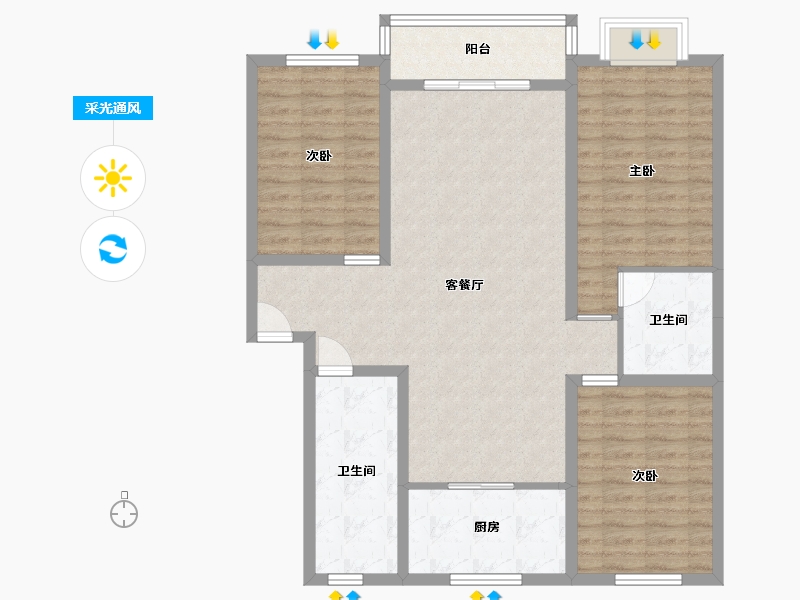 湖北省-孝感市-亿景佳苑-107.22-户型库-采光通风