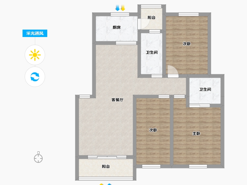 湖北省-孝感市-亿景佳苑-98.12-户型库-采光通风