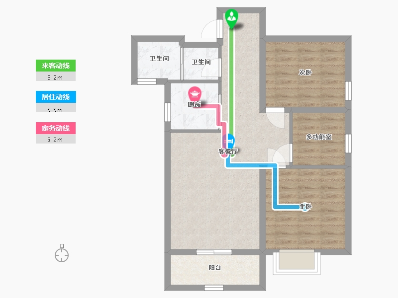 陕西省-咸阳市-宇都纳富特广场-70.05-户型库-动静线