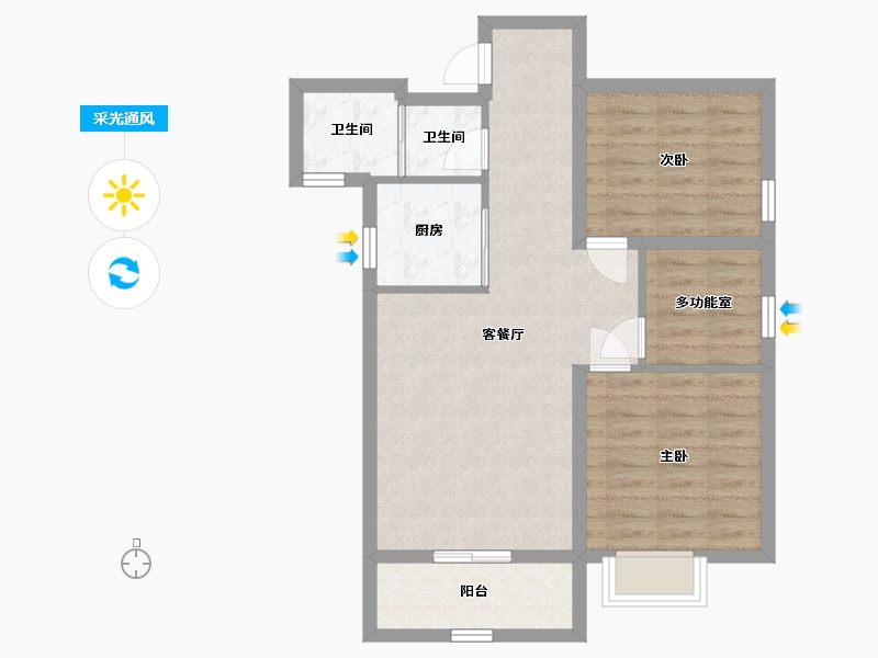 陕西省-咸阳市-宇都纳富特广场-70.05-户型库-采光通风