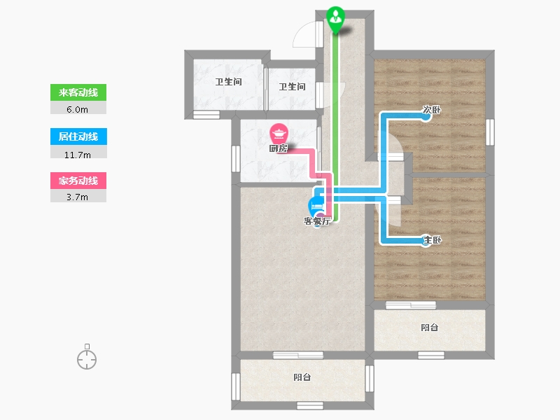 陕西省-咸阳市-宇都纳富特广场-68.91-户型库-动静线