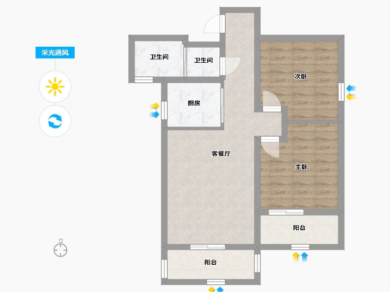 陕西省-咸阳市-宇都纳富特广场-68.91-户型库-采光通风