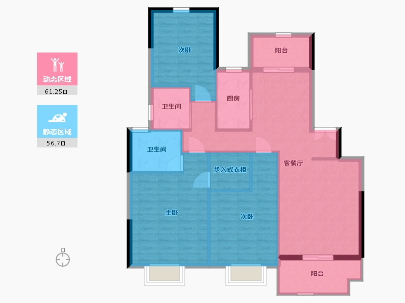 陕西省-咸阳市-乐华城翠缇学府-107.39-户型库-动静分区