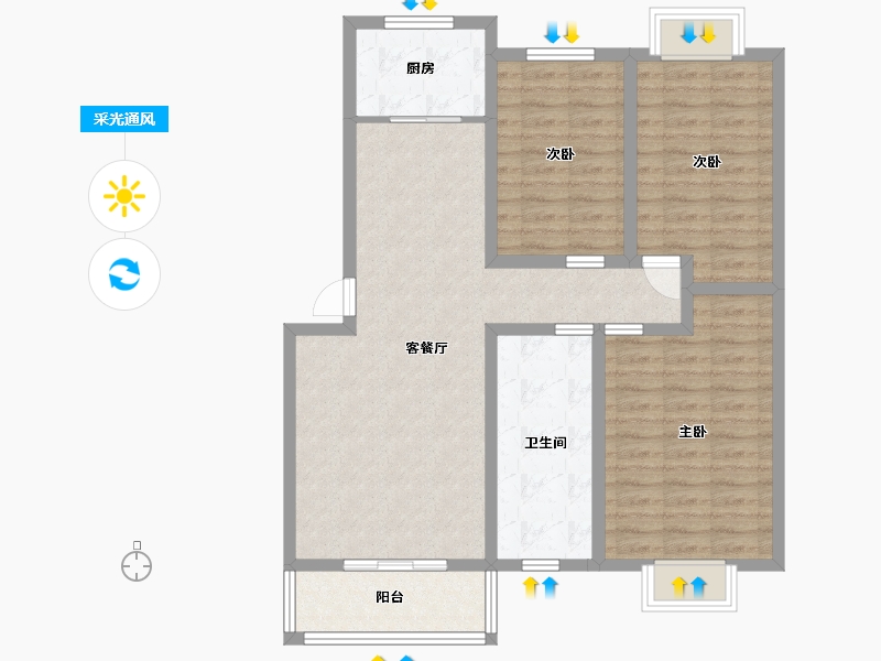 湖北省-孝感市-乐活小镇-95.20-户型库-采光通风