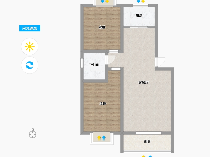 湖北省-孝感市-乐活小镇-69.60-户型库-采光通风