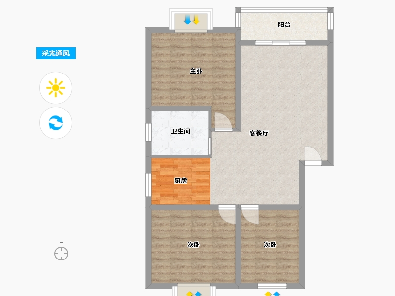 湖北省-孝感市-亿景佳苑-84.15-户型库-采光通风