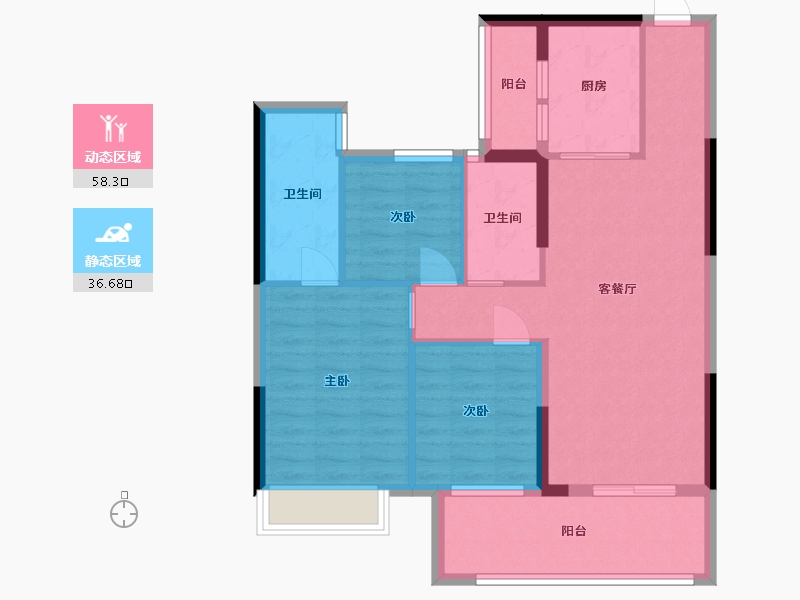 广东省-湛江市-龙湖山庄-84.87-户型库-动静分区