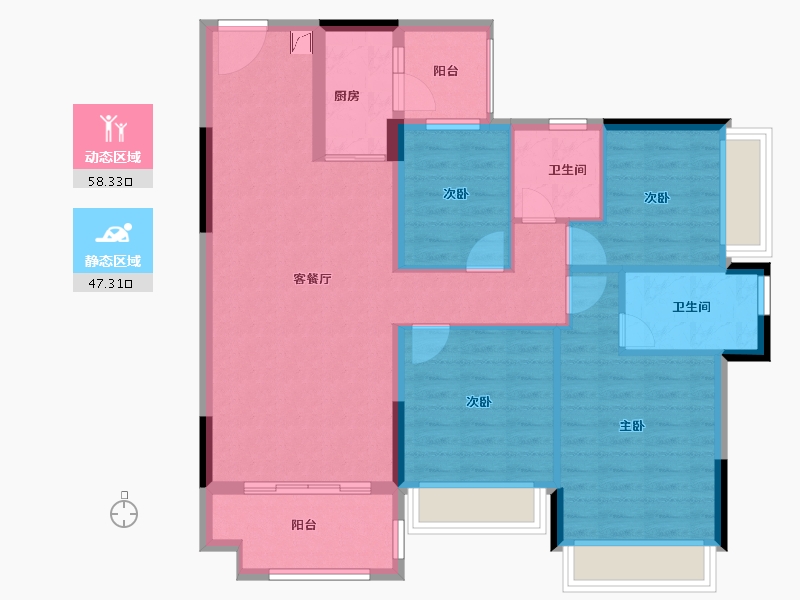 广东省-珠海市-钰海美筑-94.51-户型库-动静分区