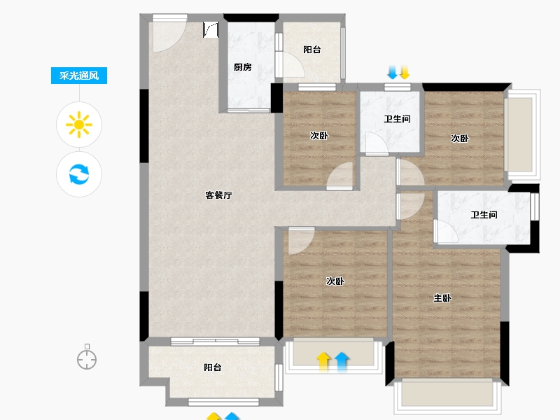 广东省-珠海市-钰海美筑-94.51-户型库-采光通风