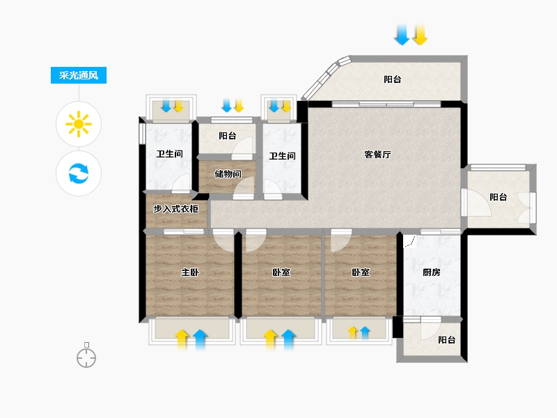 广东省-珠海市-横琴华发广场-99.71-户型库-采光通风