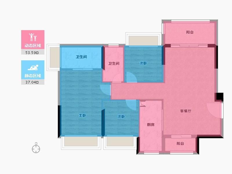 广东省-珠海市-钰海美筑-81.53-户型库-动静分区