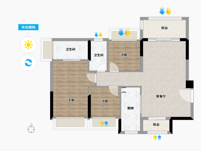 广东省-珠海市-钰海美筑-81.53-户型库-采光通风