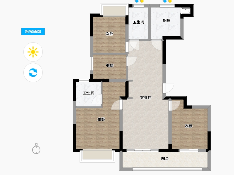 江苏省-无锡市-融创大塘御园-89.99-户型库-采光通风