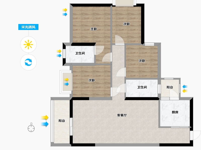 广东省-东莞市-碧桂园壹中心-92.34-户型库-采光通风