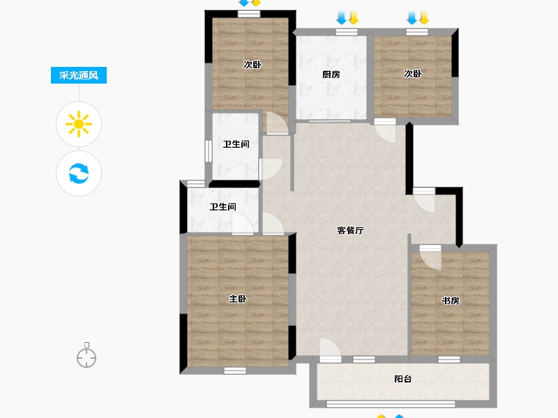 宁夏回族自治区-银川市-中海河山郡-112.28-户型库-采光通风