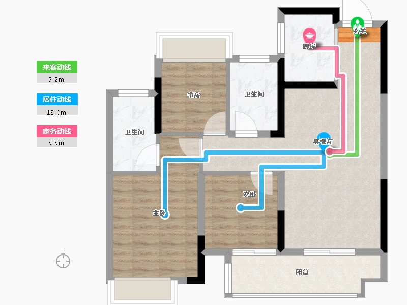 浙江省-绍兴市-佳源湖映江南-75.97-户型库-动静线