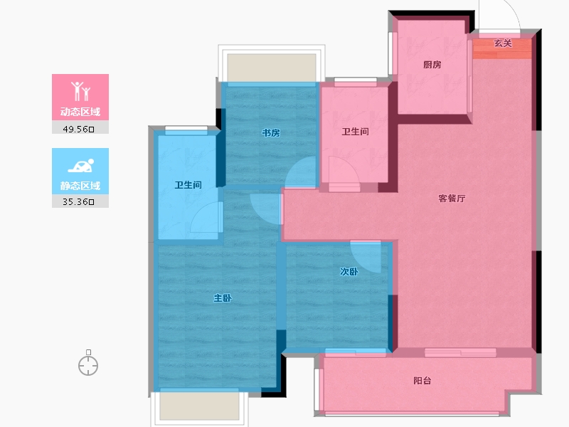 浙江省-绍兴市-佳源湖映江南-75.97-户型库-动静分区