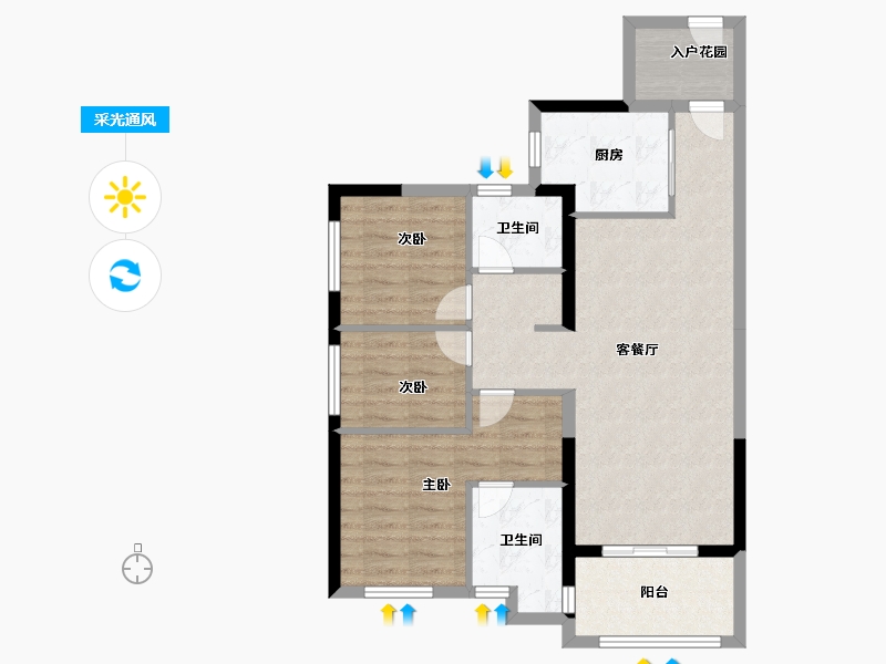 广东省-广州市-富力南驰・富颐华庭-80.00-户型库-采光通风