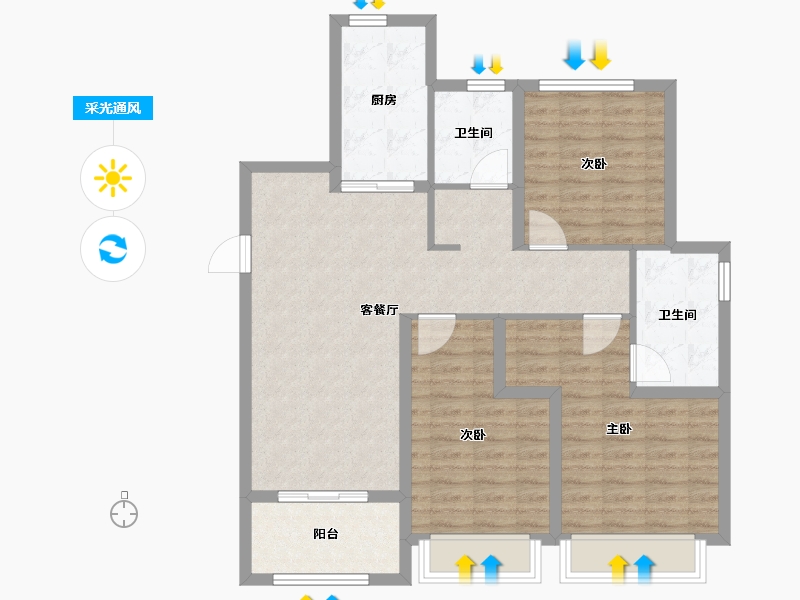 江苏省-无锡市-璞悦滨湖望-94.84-户型库-采光通风