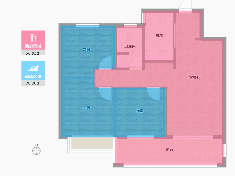 陕西省-西安市-绿地与湖-72.17-户型库-动静分区