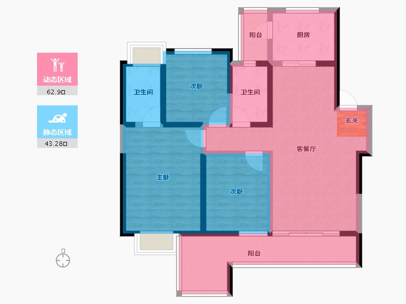 云南省-昆明市-中国滇池花田国际度假区-93.42-户型库-动静分区