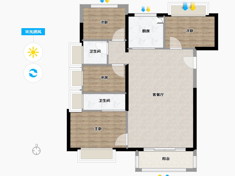 福建省-漳州市-阳光城丽景湾-95.20-户型库-采光通风