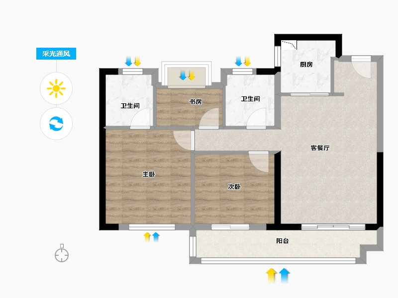 福建省-漳州市-阳光城丽景湾-71.94-户型库-采光通风