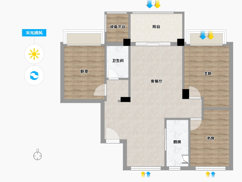 湖北省-武汉市-天屿湖-81.28-户型库-采光通风