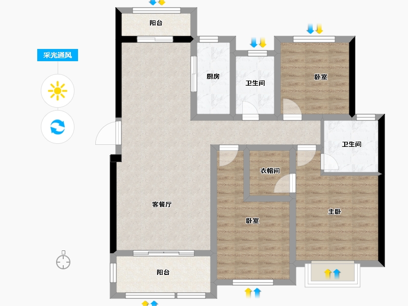 江西省-九江市-学府峰尚-96.13-户型库-采光通风