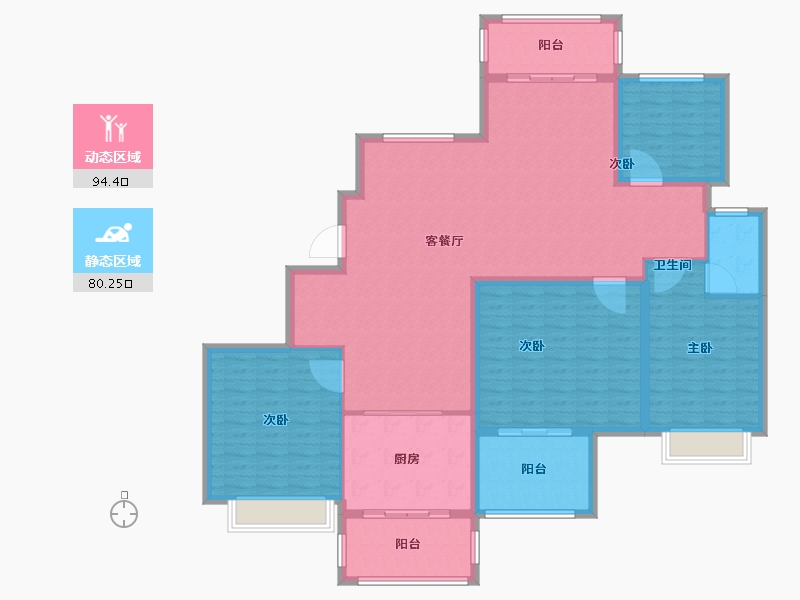 江苏省-徐州市-恒基雍景新城-160.01-户型库-动静分区