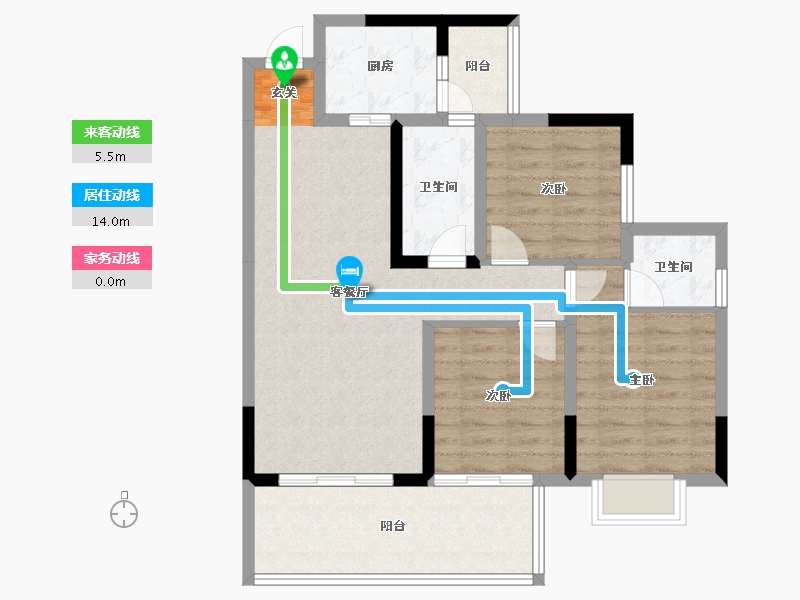 四川省-南充市-鸿华城-83.95-户型库-动静线