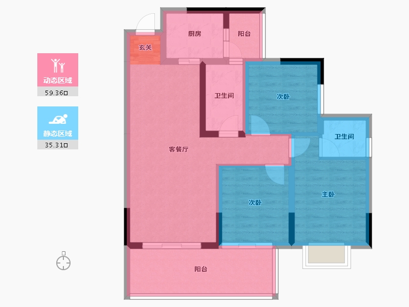 四川省-南充市-鸿华城-83.95-户型库-动静分区