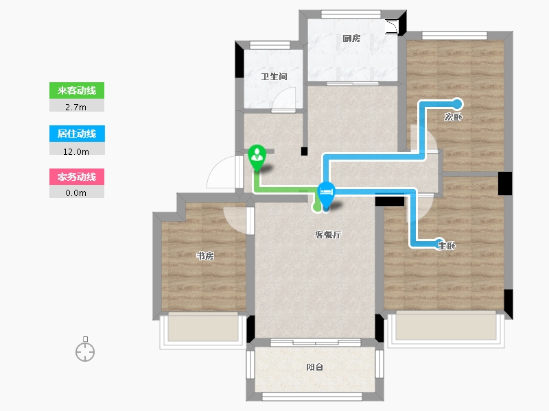 浙江省-衢州市-贝林・玉泉湾-69.65-户型库-动静线