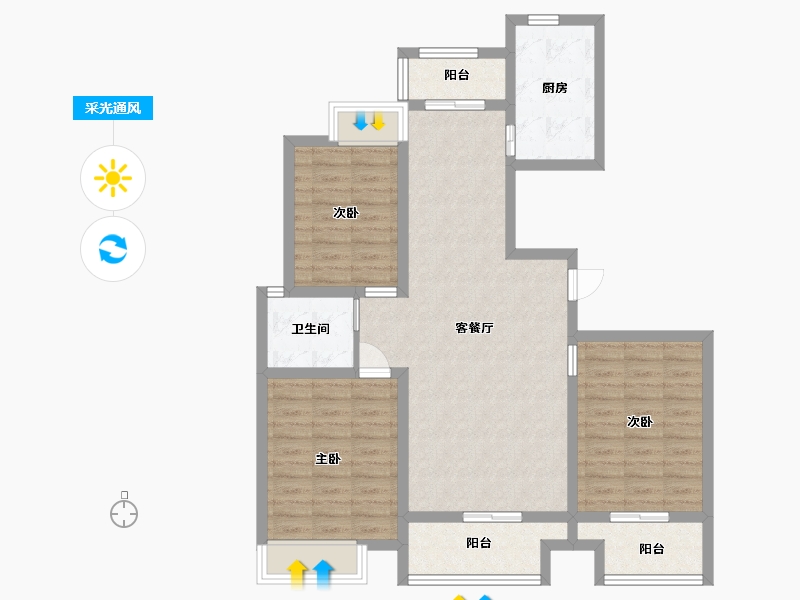 江苏省-盐城市-书香名邸-93.60-户型库-采光通风