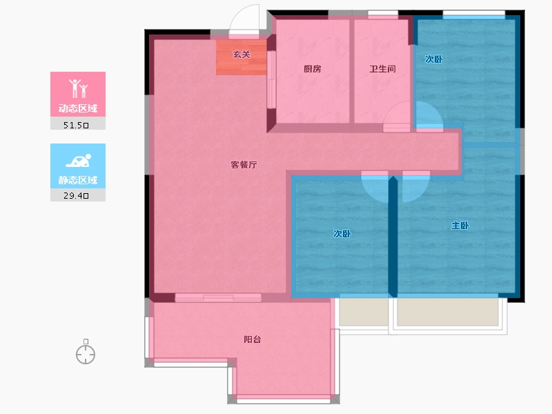 云南省-昆明市-中国滇池花田国际度假区-71.60-户型库-动静分区