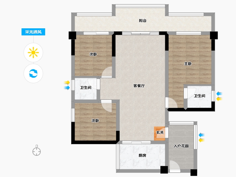 四川省-南充市-鸿华城-93.93-户型库-采光通风