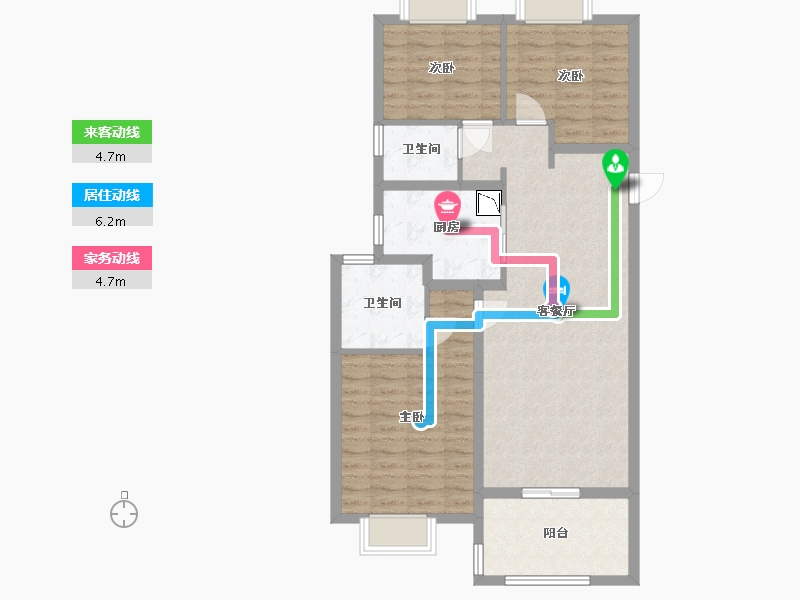 湖北省-武汉市-龙湖三千城-88.52-户型库-动静线