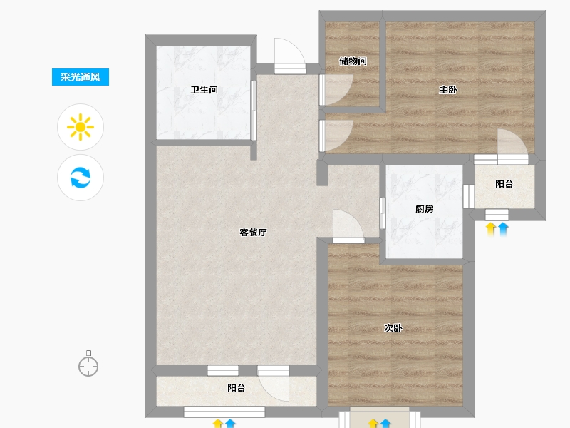 河北省-保定市-印象城・滨江悦-58.40-户型库-采光通风