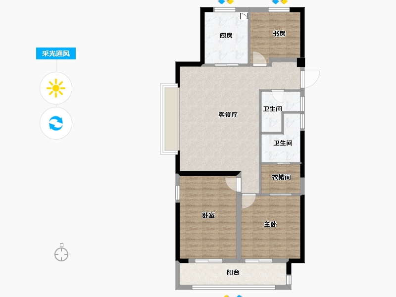 江西省-九江市-祥生中城・君临府-94.57-户型库-采光通风