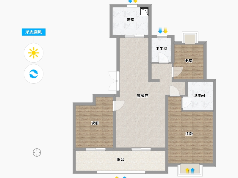 浙江省-嘉兴市-江南国际城-108.00-户型库-采光通风